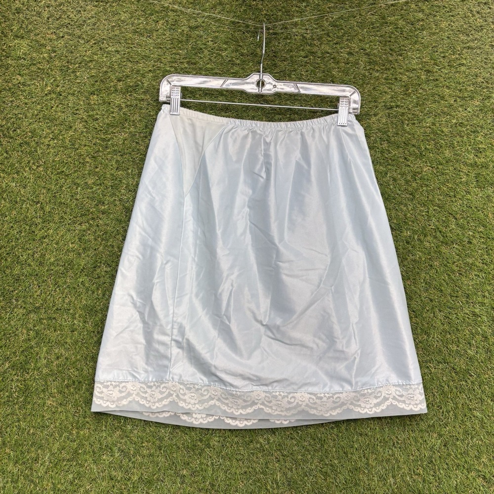 Vintage Henson Kickernick Lace Flounce Womens Medium Blue Slip Nylon 24 Waist